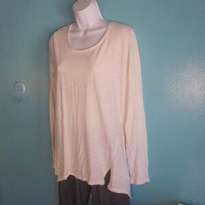 Prana Organic Cotton Off White Long Sleeve Tee Womens  Size M Lightweight 40" B